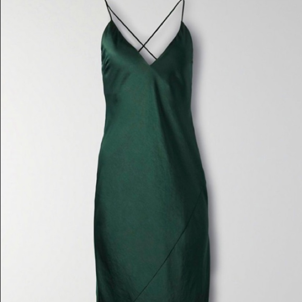 Wilfred Emerald Green Satin Slip Dress